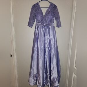 Elegant Lavender Lace Gown